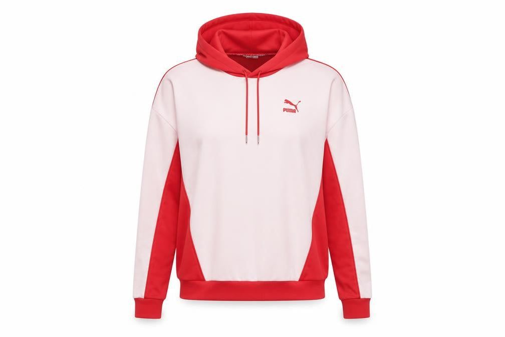 Puma Womens Red Pink Hooded Pullover Hoodie UK 10 Cotton Blend