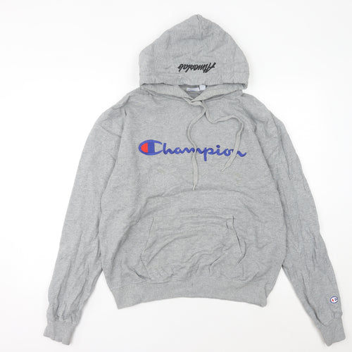 Champion Womens Grey Hoodie Size 14 Pullover Logo Sweatshirt