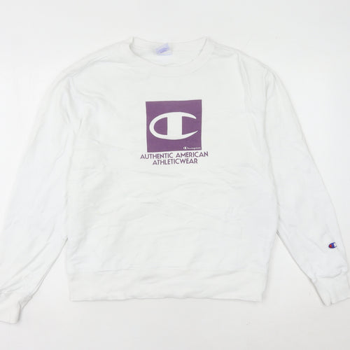 Champion Women’s White Small Sweatshirt Crew Neck Athletic Logo