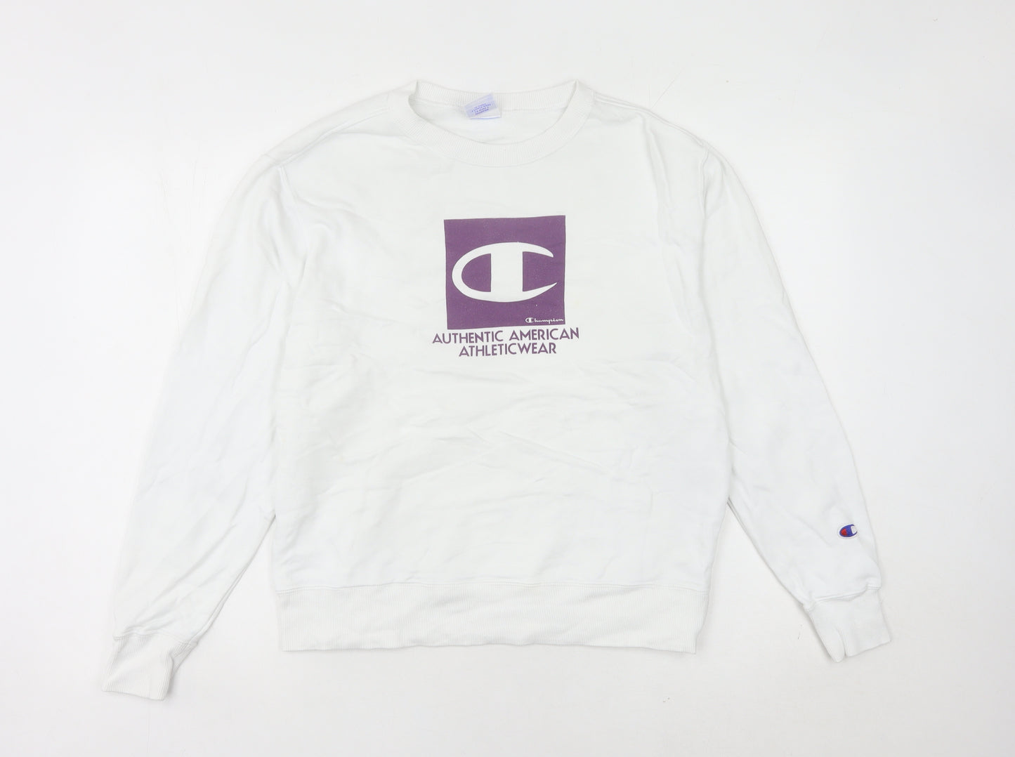 Champion Women’s White Small Sweatshirt Crew Neck Athletic Logo