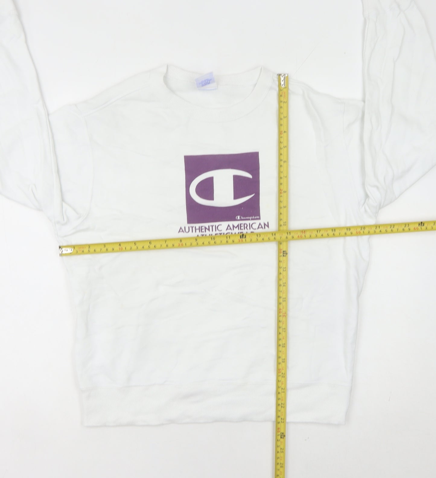 Champion Women’s White Small Sweatshirt Crew Neck Athletic Logo