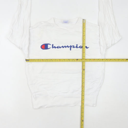 Champion Womens White XS Pullover Sweatshirt Logo Crew Neck