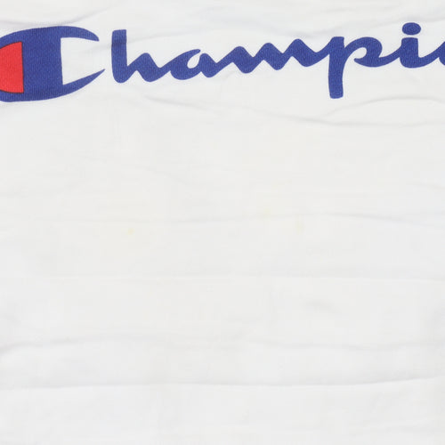 Champion Womens White XS Pullover Sweatshirt Logo Crew Neck