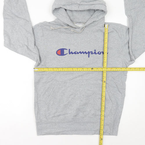 Champion Unisex Grey Pullover Hoodie Large Logo Athletic Sweatshirt