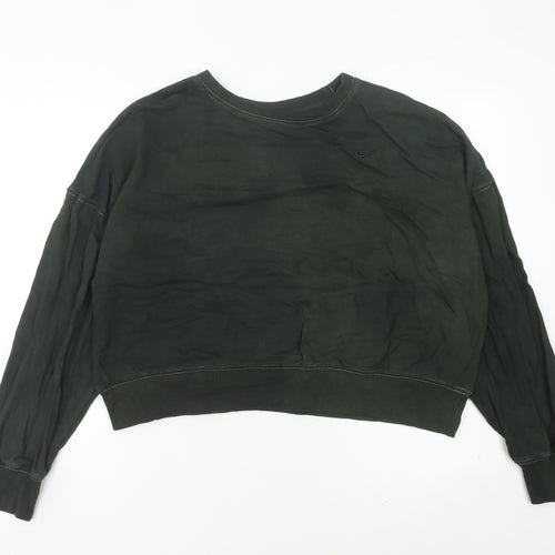 Nike Womens Green Cotton Sweatshirt UK 10 Regular Fit Crew Neck