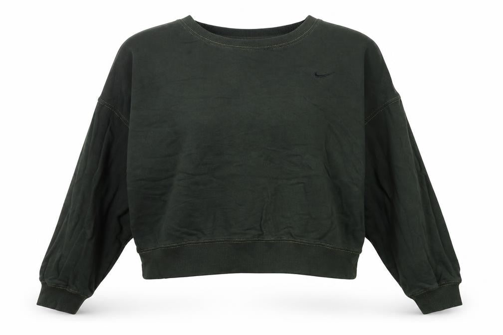 Front view of Nike women’s green cotton sweatshirt uk 10 regular fit crew neck