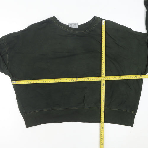 Nike Womens Green Cotton Sweatshirt UK 10 Regular Fit Crew Neck