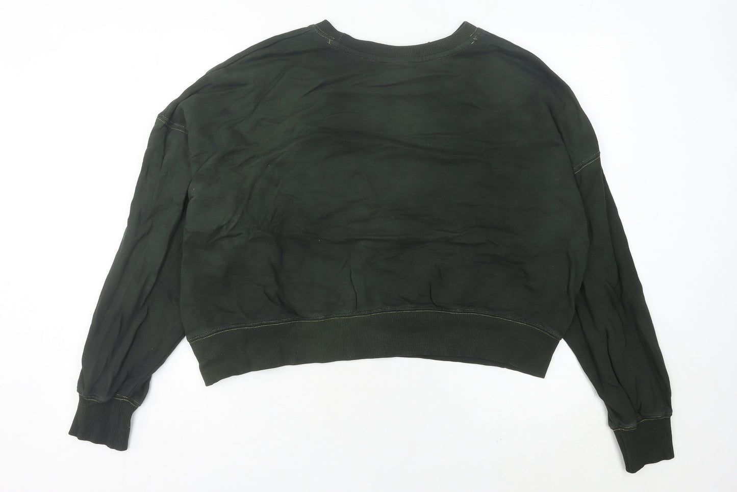Nike Womens Green Cotton Sweatshirt UK 10 Regular Fit Crew Neck
