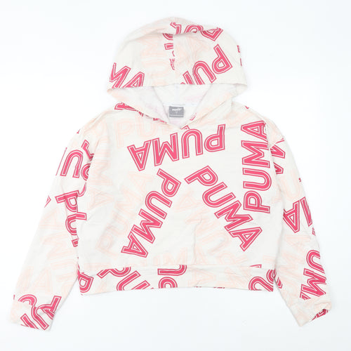 Puma Womens Ivory Logo Print Hoodie UK 10 Hooded Sweatshirt