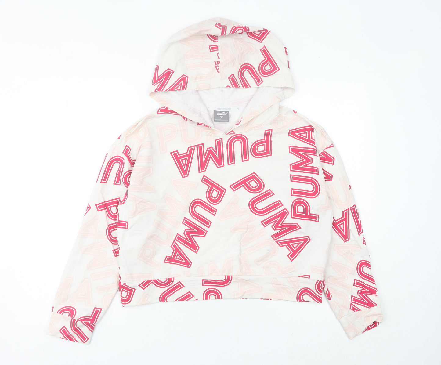 Puma Womens Ivory Logo Print Hoodie UK 10 Hooded Sweatshirt