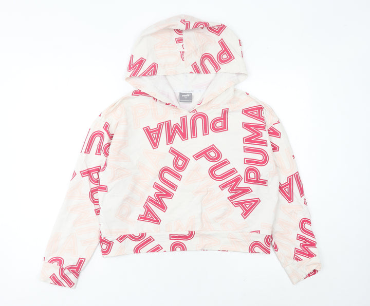 Puma Womens Ivory Logo Print Hoodie UK 10 Hooded Sweatshirt