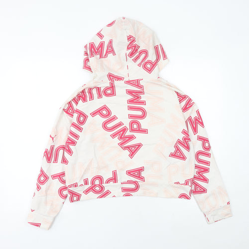 Puma Womens Ivory Logo Print Hoodie UK 10 Hooded Sweatshirt