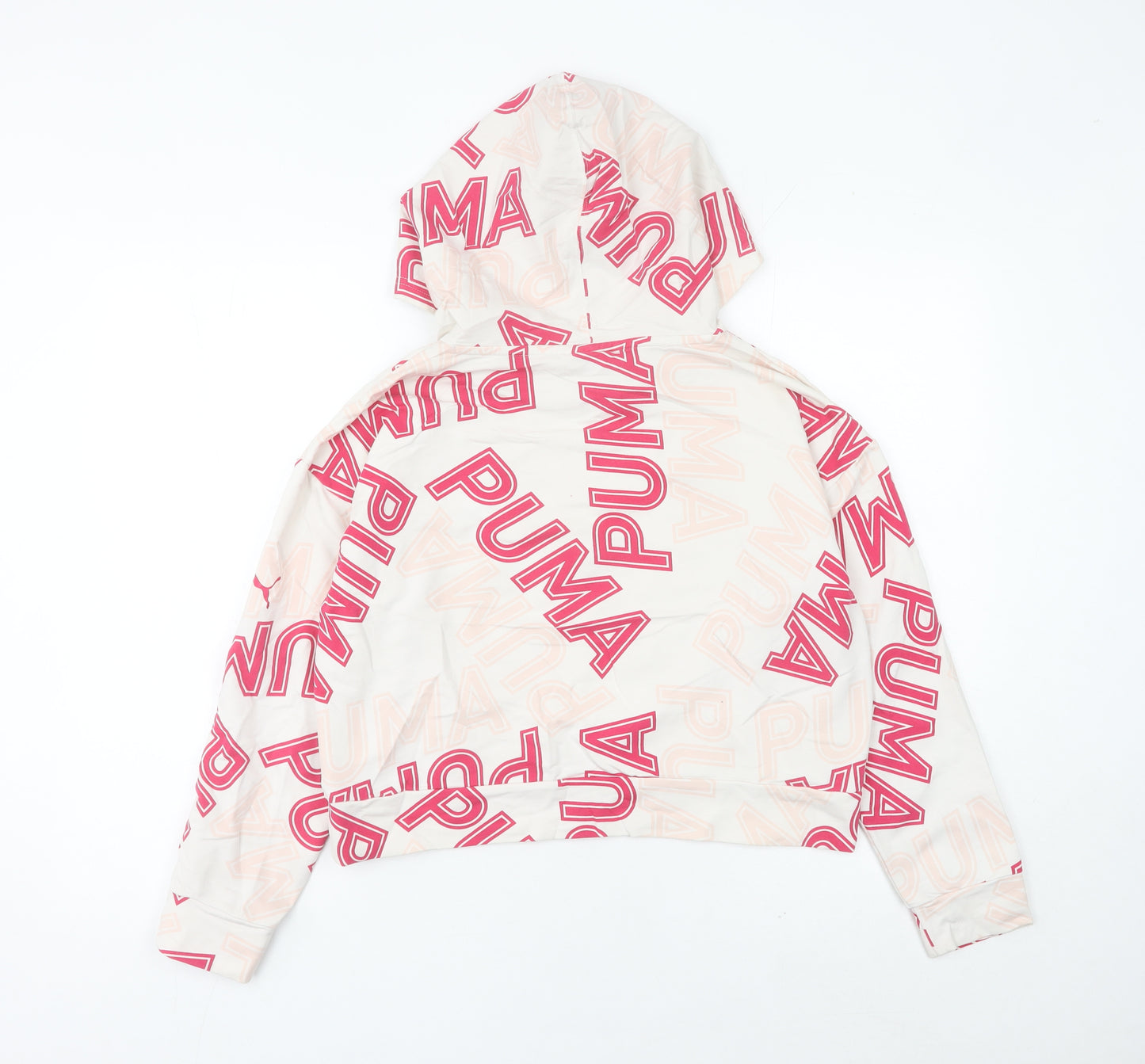 Puma Womens Ivory Logo Print Hoodie UK 10 Hooded Sweatshirt