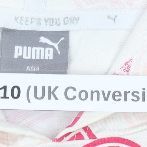 Puma Womens Ivory Logo Print Hoodie UK 10 Hooded Sweatshirt