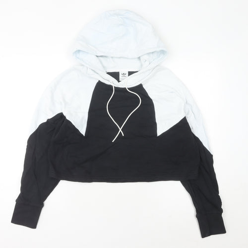 Adidas Womens Black White Pullover Hoodie Size 8 Colourblock Logo