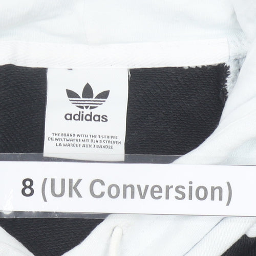 Adidas Womens Black White Pullover Hoodie Size 8 Colourblock Logo