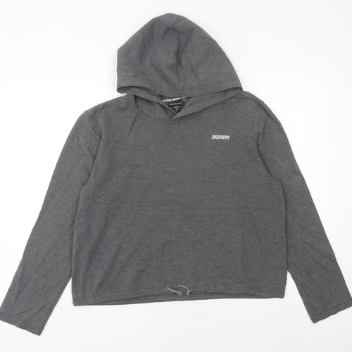 Skechers Womens Grey Hoodie Size 12 UK Pullover Long Sleeve