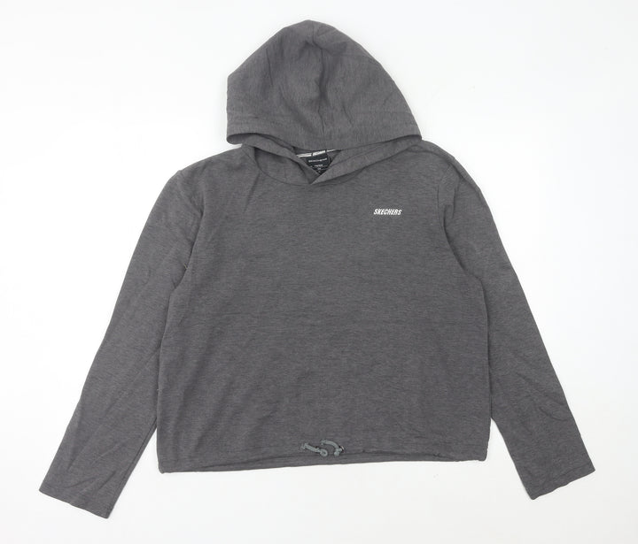 Skechers Womens Grey Hoodie Size 12 UK Pullover Long Sleeve