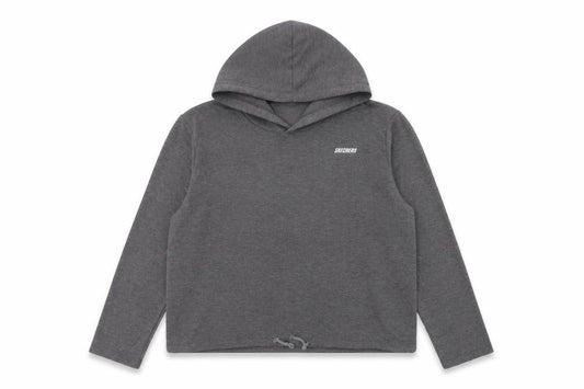 Front view of Skechers women’s grey hoodie, size UK 12, uk pullover long sleeve