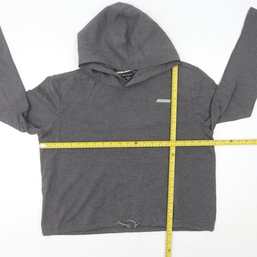 Skechers Womens Grey Hoodie Size 12 UK Pullover Long Sleeve