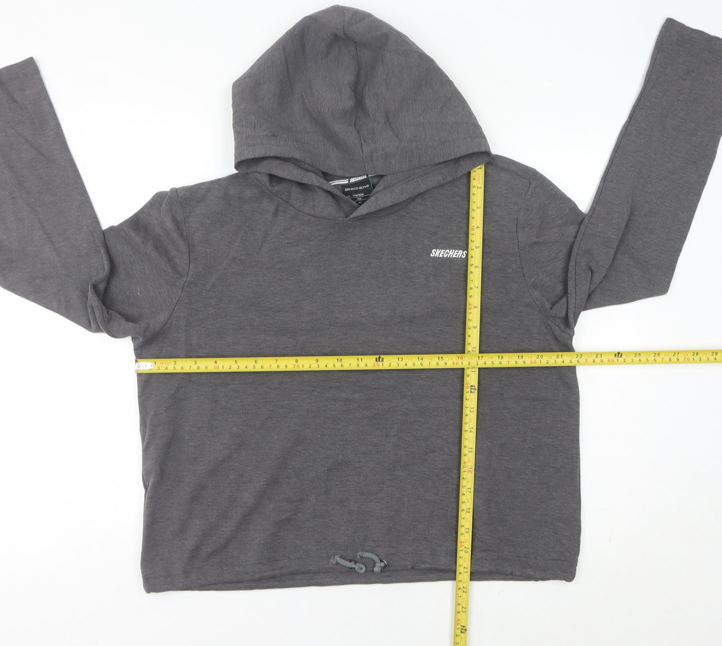 Skechers Womens Grey Hoodie Size 12 UK Pullover Long Sleeve