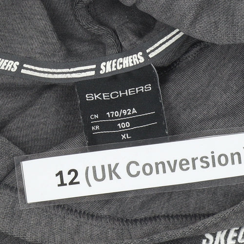 Skechers Womens Grey Hoodie Size 12 UK Pullover Long Sleeve