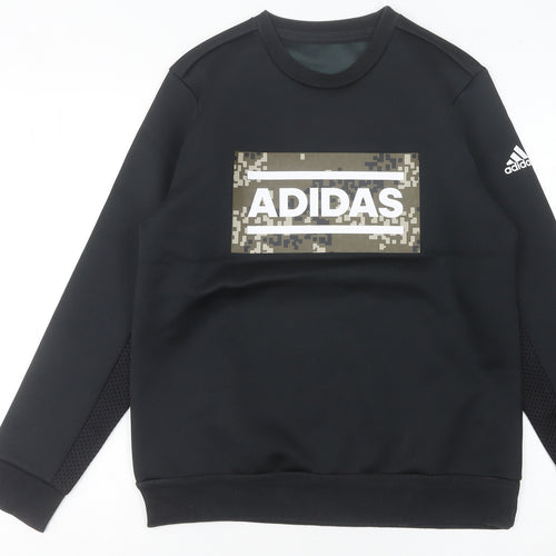 Adidas Women Black Camouflage Logo Sweatshirt Size 8 UK