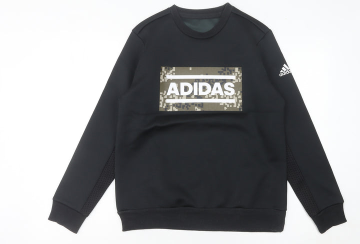 Adidas Women Black Camouflage Logo Sweatshirt Size 8 UK