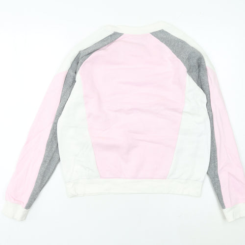 Nike Women’s Grey Pink White Sweatshirt Size 8 Logo Pullover