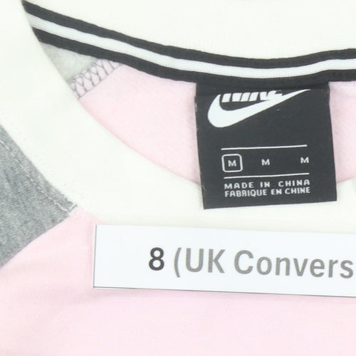 Nike Women’s Grey Pink White Sweatshirt Size 8 Logo Pullover