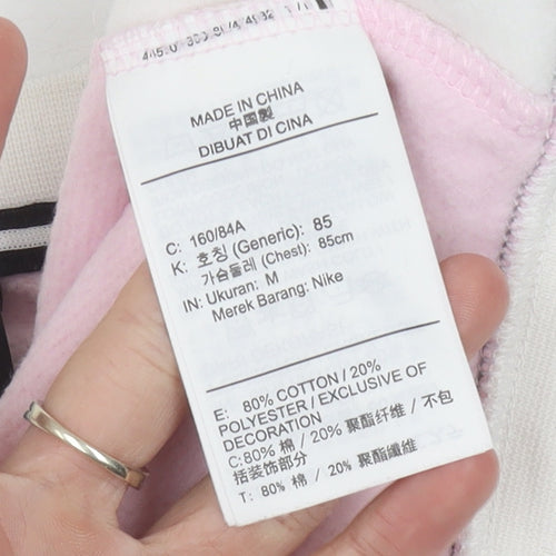 Nike Women’s Grey Pink White Sweatshirt Size 8 Logo Pullover