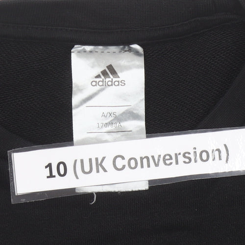 Adidas Womens Black Sweatshirt UK 10 Regular Fit Crew Neck