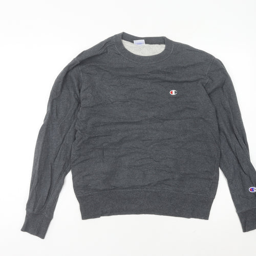 Champion Unisex Adults Grey M Pullover Sweatshirt Crew Neck Logo