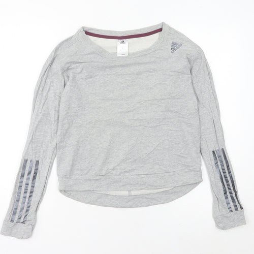 Adidas Women’s Grey Sweatshirt Size 10 UK Long Sleeve Crew Neck Sports Top
