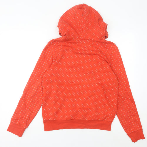 Adidas Womens Red Polka Dot Hoodie UK 10 Cotton Blend Sweatshirt