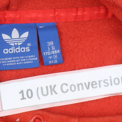 Adidas Womens Red Polka Dot Hoodie UK 10 Cotton Blend Sweatshirt