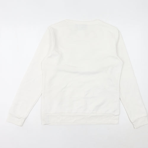 Fila Women’s White Logo Sweatshirt Size 10 UK Pullover Long Sleeve