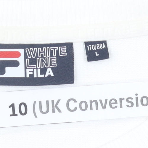 Fila Women’s White Logo Sweatshirt Size 10 UK Pullover Long Sleeve