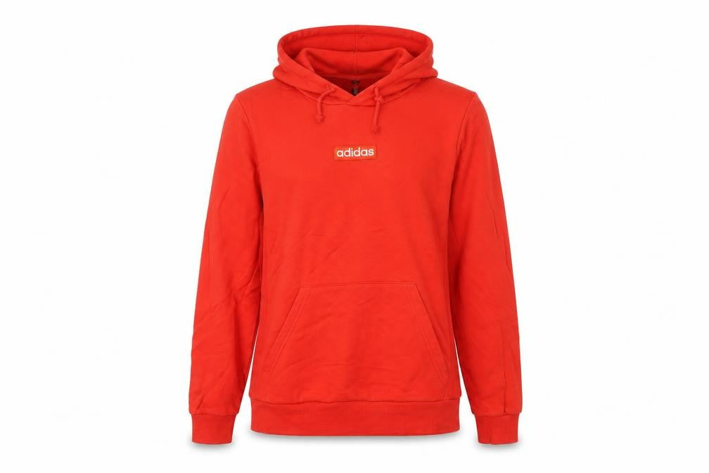 Front view of Adidas Women’s Red Hoodie, size UK 14, Pullover Cotton Blend Logo