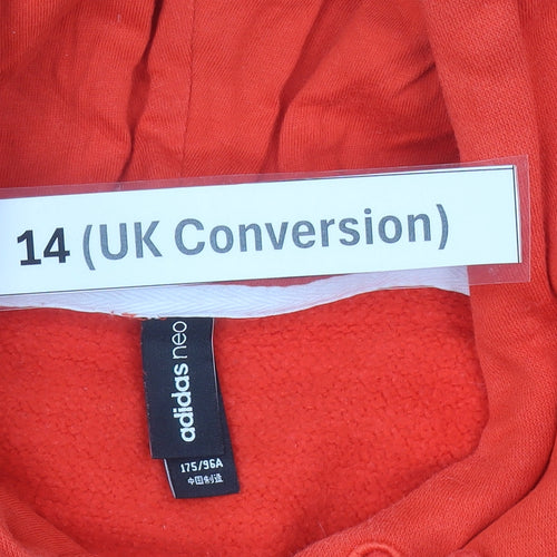 Adidas Women’s Red Hoodie Size 14 Pullover Cotton Blend Logo