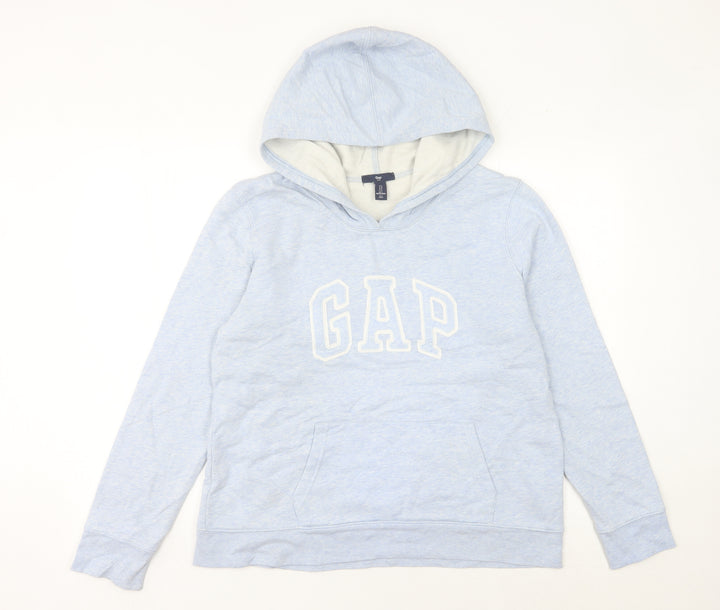 GAP Women’s Blue Pullover Hoodie L Logo Cotton Blend Casual