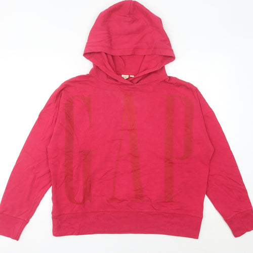 GAP Women’s Pink Pullover Hoodie S Cotton Blend Logo Print