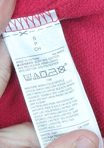 GAP Women’s Pink Pullover Hoodie S Cotton Blend Logo Print
