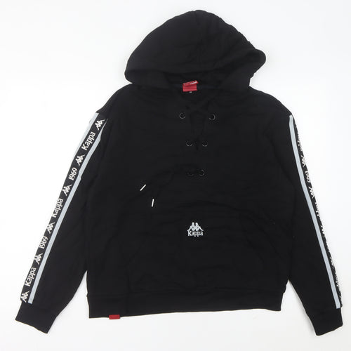 Kappa Womens Black Hoodie Size 10 Lace Up Logo Sportswear