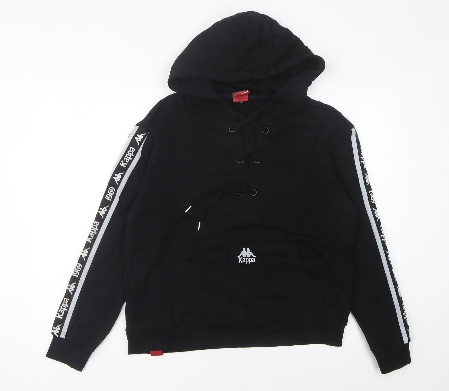 Kappa Womens Black Hoodie Size 10 Lace Up Logo Sportswear