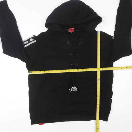 Kappa Womens Black Hoodie Size 10 Lace Up Logo Sportswear