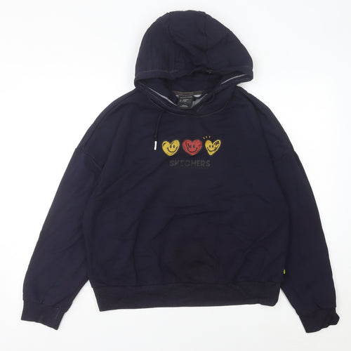 Skechers Women’s Blue Pullover Hoodie Size 10 Long Sleeve Graphic