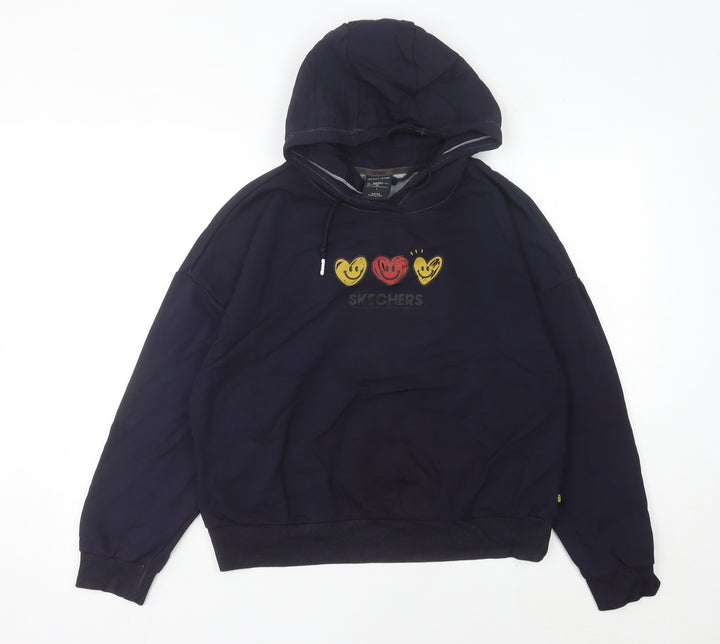 Skechers Women’s Blue Pullover Hoodie Size 10 Long Sleeve Graphic