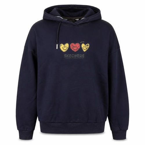 Skechers Women’s Blue Pullover Hoodie Size 10 Long Sleeve Graphic