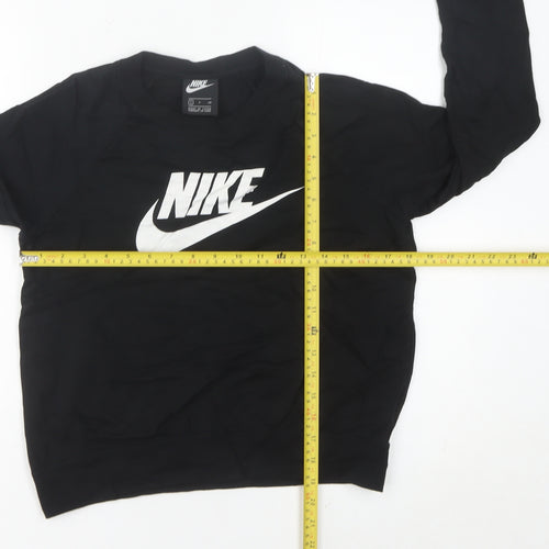 Nike Womens Black Logo Sweatshirt Size UK 6 Cotton Blend